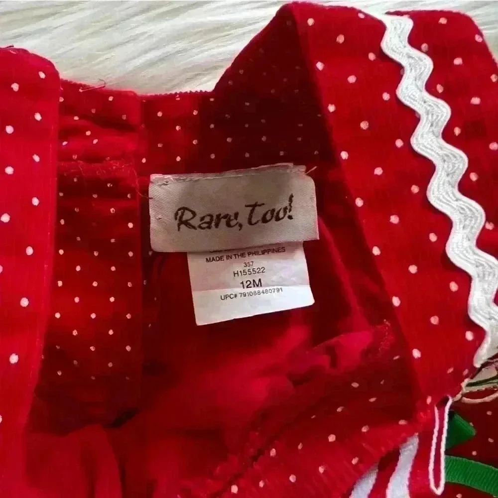 Vintage Rare Too! 12 Mos Holiday Corduroy Candy Cane Jumper Dress - Picture 5 of 6